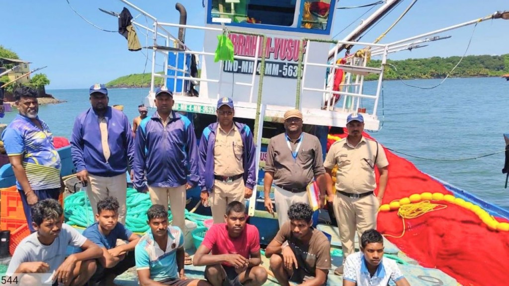 Fisheries Department officials seize fishing boat during anti-illegal fishing operation near Devgad