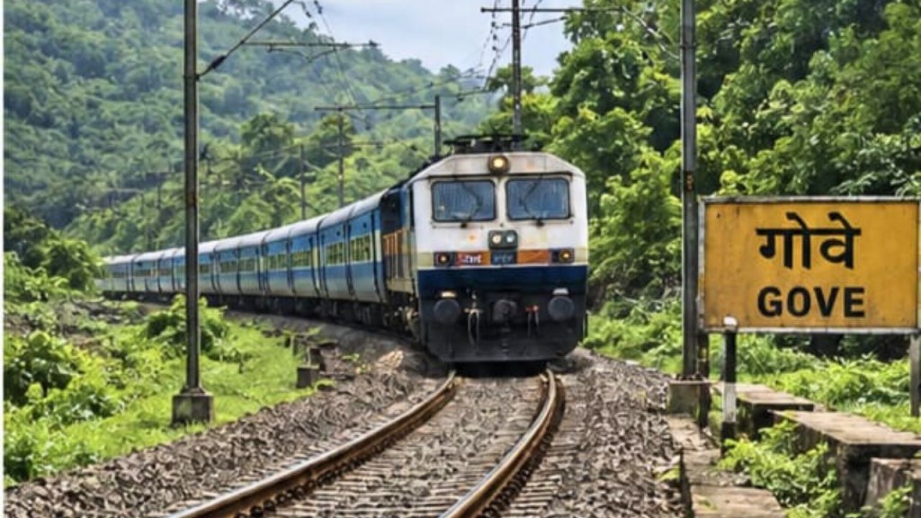 Konkan Railway track near Gove village where an unidentified man died in a train accident