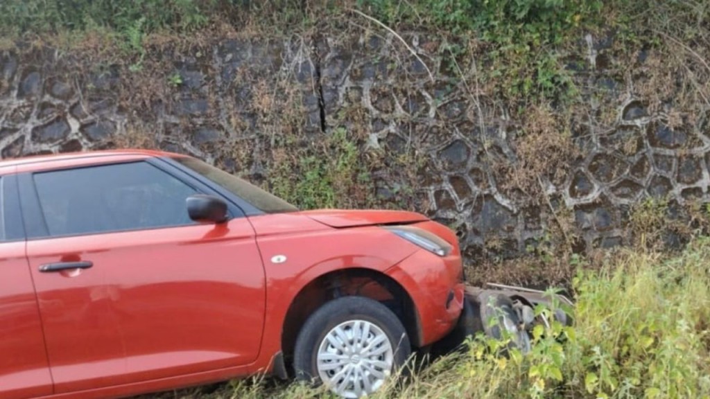 Swift car and Activa scooter involved in an accident on the Mumbai-Goa Highway near Rajapur